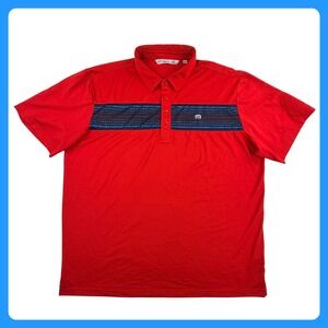TravisMathew The Thermal Club Polo Shirt Men‎ XXL Red Black Striped Motorsports